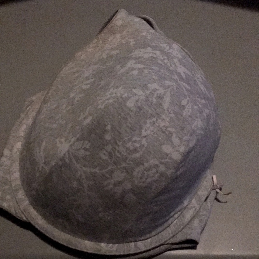 Gray with floral print bra.